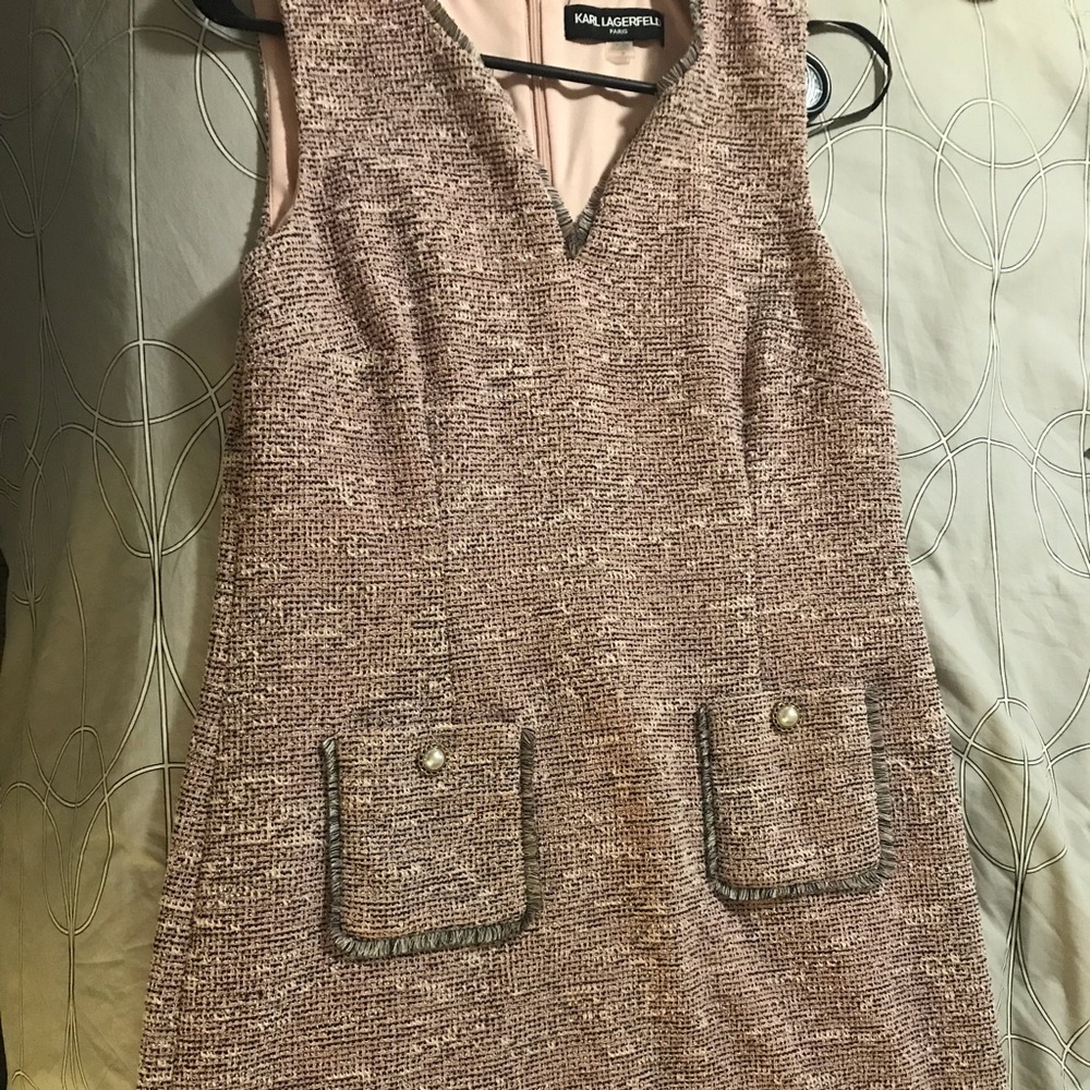 Karl Lagerfeld Paris Fringe-Trim Tweed Mini Dress